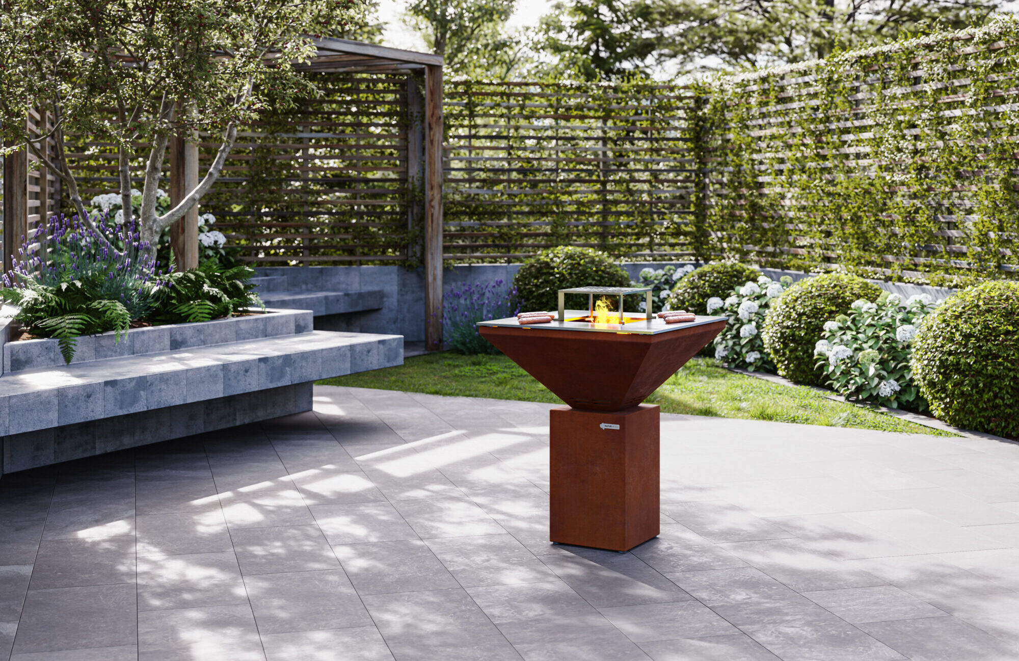 Pergola_Garten_Grill_Pyramide_V2_BEA_Mit_Grillgut-1-e1733148524252-1.jpg Max Blank - GRILL PYRAMIDE - Utegrill - Bilde 1